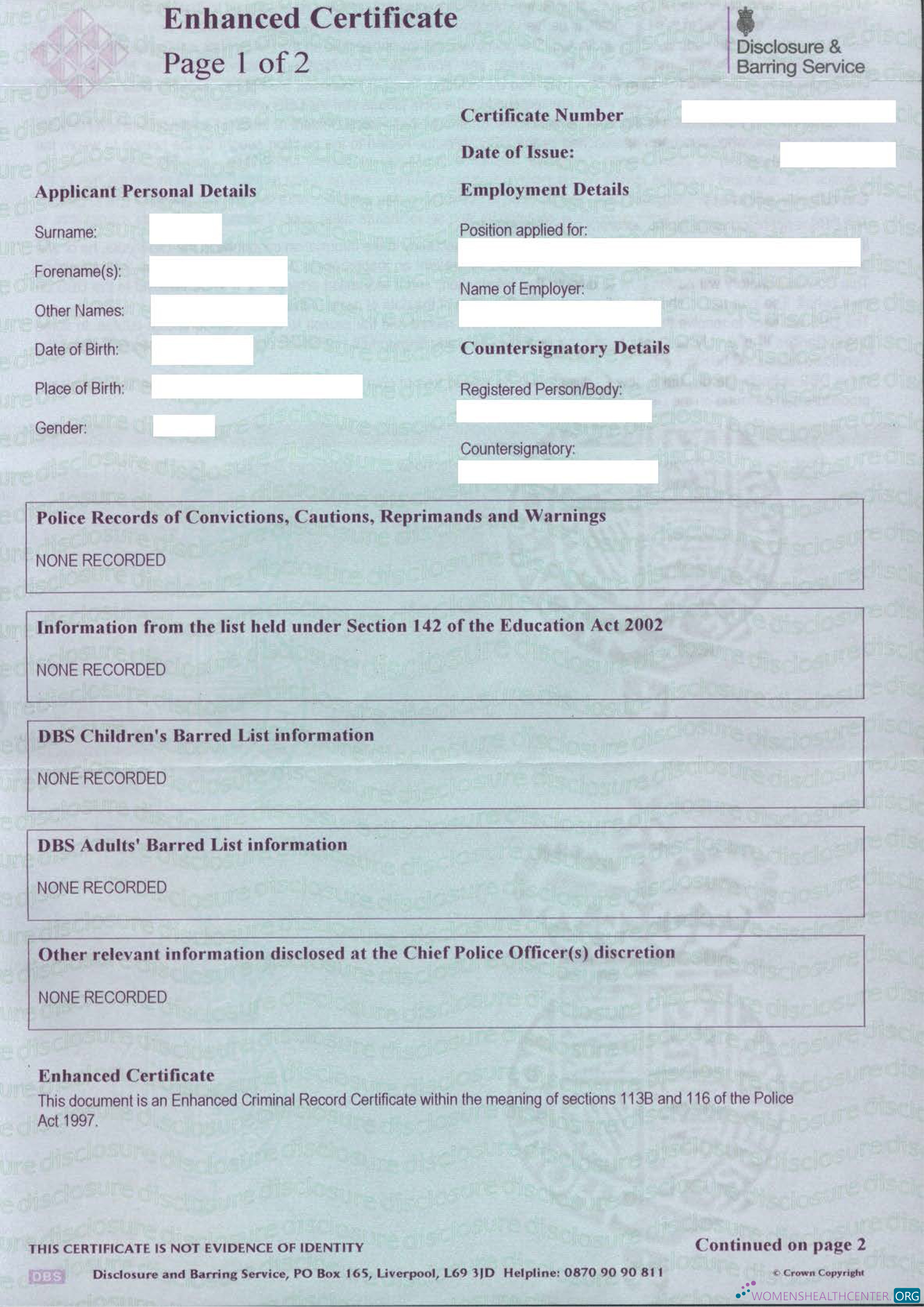 Download United Kingdom Disclosure and Barring Service (DBS) certificate Photoshop template